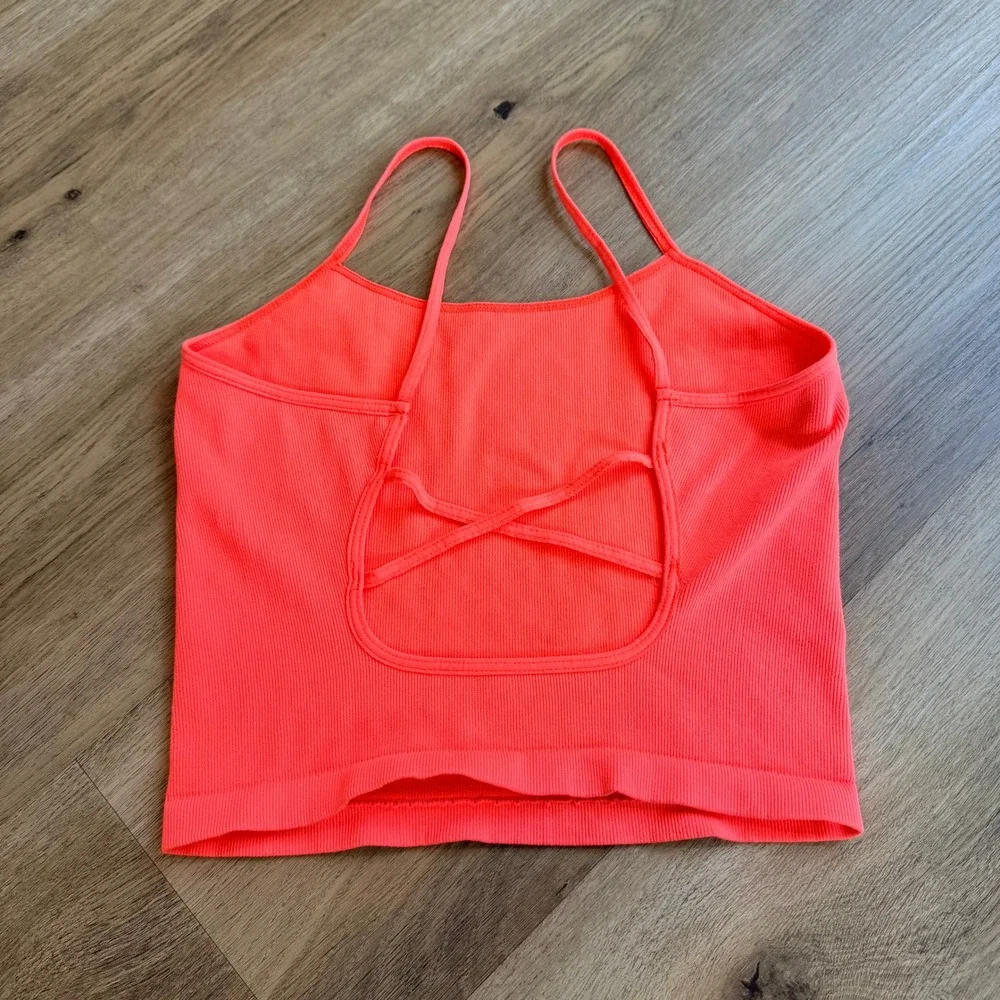 Free People Movement Happiness Runs Cami Neon Orange Ribbed Tank Top XS/S